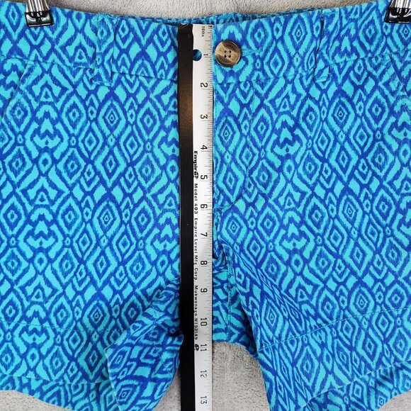 Womens American Eagle Shorts Teal Blue Geometric Design Midi Stretch Size 10 - Picture 11 of 12